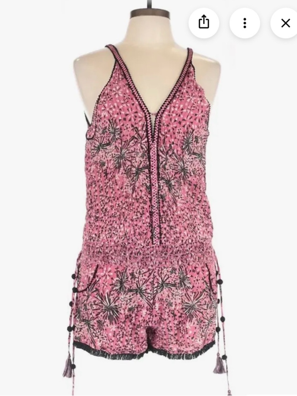 Poupette St Barth Pink Nola Tassel Romper